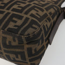 FENDI Zucca Canvas Mamma Baguette Shoulder Bag Black Brown Auth 186464-10