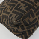 FENDI Zucca Canvas Mamma Baguette Shoulder Bag Black Brown Auth 186464-11