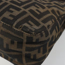 FENDI Zucca Canvas Mamma Baguette Shoulder Bag Black Brown Auth 186464-12
