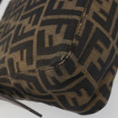 FENDI Zucca Canvas Mamma Baguette Shoulder Bag Black Brown Auth 186464-13