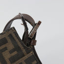 FENDI Zucca Canvas Mamma Baguette Shoulder Bag Black Brown Auth 186464-14