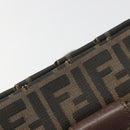 FENDI Zucca Canvas Mamma Baguette Shoulder Bag Black Brown Auth 186464-15