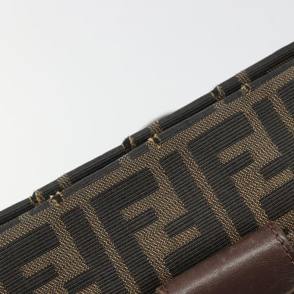 FENDI Zucca Canvas Mamma Baguette Shoulder Bag Black Brown Auth 186464
