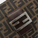 FENDI Zucca Canvas Mamma Baguette Shoulder Bag Black Brown Auth 186464-16