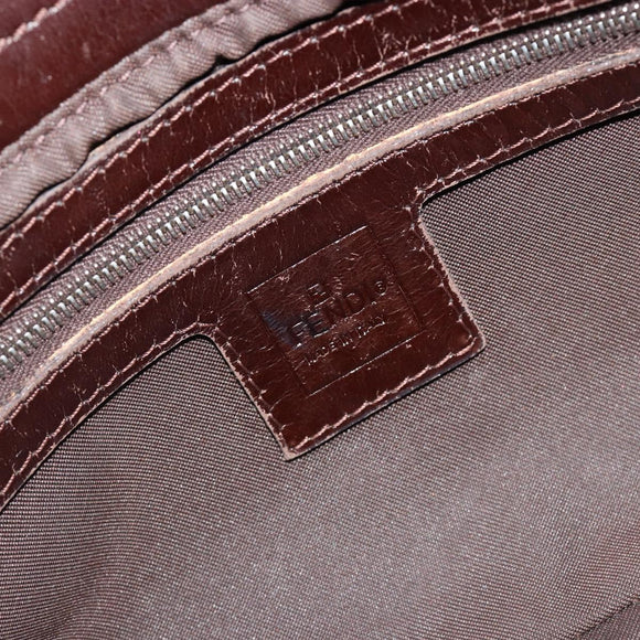 FENDI Zucca Canvas Mamma Baguette Shoulder Bag Black Brown Auth 186464
