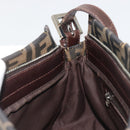 FENDI Zucca Canvas Mamma Baguette Shoulder Bag Black Brown Auth 186464-21