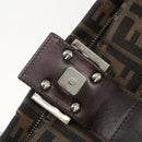 FENDI Zucca Canvas Mamma Baguette Shoulder Bag Black Brown Auth 186464-25