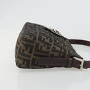 FENDI Zucca Canvas Mamma Baguette Shoulder Bag Black Brown Auth 186464-4