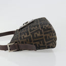 FENDI Zucca Canvas Mamma Baguette Shoulder Bag Black Brown Auth 186464-5