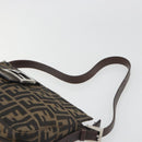 FENDI Zucca Canvas Mamma Baguette Shoulder Bag Black Brown Auth 186464-8