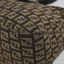 FENDI Zucchino Canvas Mamma Baguette Shoulder Bag Black Auth 186465V-15