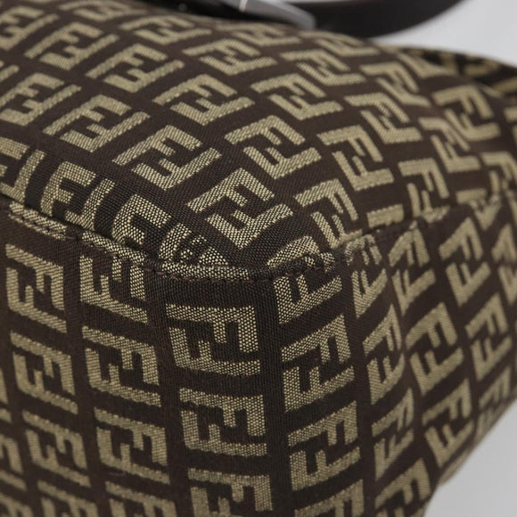 FENDI Zucchino Canvas Mamma Baguette Shoulder Bag Black Auth 186465V