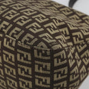 FENDI Zucchino Canvas Mamma Baguette Shoulder Bag Black Auth 186465V-17