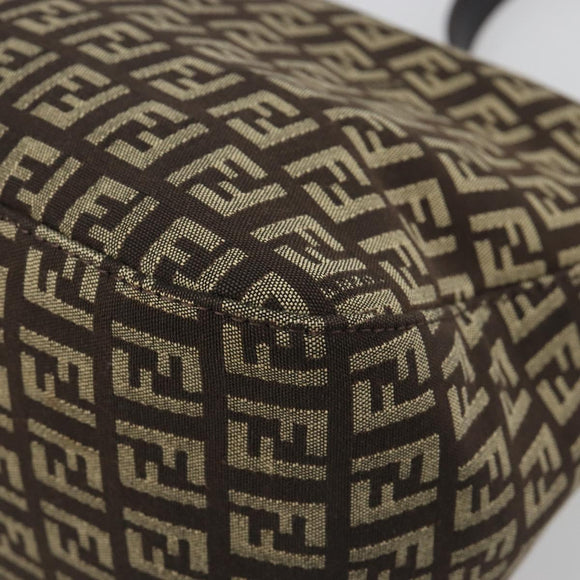 FENDI Zucchino Canvas Mamma Baguette Shoulder Bag Black Auth 186465V