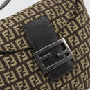 FENDI Zucchino Canvas Mamma Baguette Shoulder Bag Black Auth 186465V-20