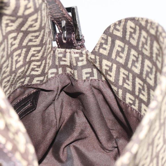 FENDI Zucchino Canvas Mamma Baguette Shoulder Bag Black Auth 186465V