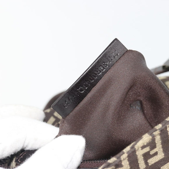 FENDI Zucchino Canvas Mamma Baguette Shoulder Bag Black Auth 186465V