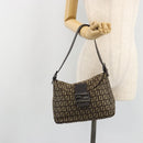 FENDI Zucchino Canvas Mamma Baguette Shoulder Bag Black Auth 186465V-25