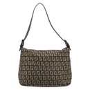 FENDI Zucchino Canvas Mamma Baguette Shoulder Bag Black Auth 186465V-2