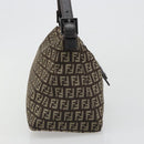 FENDI Zucchino Canvas Mamma Baguette Shoulder Bag Black Auth 186465V-4
