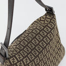 FENDI Zucchino Canvas Mamma Baguette Shoulder Bag Black Auth 186465V-6