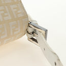 FENDI Zucchino Canvas Mamma Baguette Shoulder Bag White Silver Auth 186466V-11
