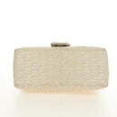FENDI Zucchino Canvas Mamma Baguette Shoulder Bag White Silver Auth 186466V-13