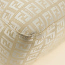 FENDI Zucchino Canvas Mamma Baguette Shoulder Bag White Silver Auth 186466V-16