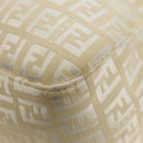 FENDI Zucchino Canvas Mamma Baguette Shoulder Bag White Silver Auth 186466V-17