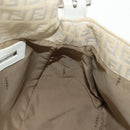 FENDI Zucchino Canvas Mamma Baguette Shoulder Bag White Silver Auth 186466V-23