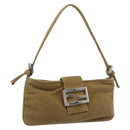 FENDI Mamma Baguette Shoulder Bag Corduroy Brown Silver Auth 186467V-1