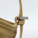 FENDI Mamma Baguette Shoulder Bag Corduroy Brown Silver Auth 186467V-19