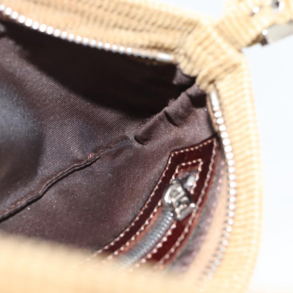 FENDI Mamma Baguette Shoulder Bag Corduroy Brown Silver Auth 186467V
