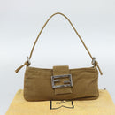FENDI Mamma Baguette Shoulder Bag Corduroy Brown Silver Auth 186467V-12