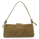 FENDI Mamma Baguette Shoulder Bag Corduroy Brown Silver Auth 186467V-2