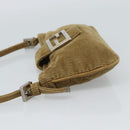 FENDI Mamma Baguette Shoulder Bag Corduroy Brown Silver Auth 186467V-3