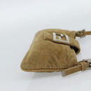 FENDI Mamma Baguette Shoulder Bag Corduroy Brown Silver Auth 186467V-4