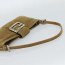 FENDI Mamma Baguette Shoulder Bag Corduroy Brown Silver Auth 186467V-8