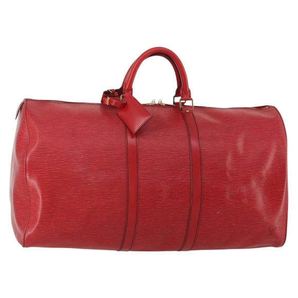 LOUIS VUITTON Epi Keepall 55 Boston Bag Red M42957 LV Auth 186468A