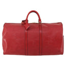 LOUIS VUITTON Epi Keepall 55 Boston Bag Red M42957 LV Auth 186468A-13