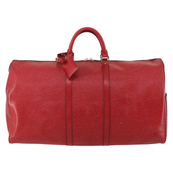 LOUIS VUITTON Epi Keepall 55 Boston Bag Red M42957 LV Auth 186468A