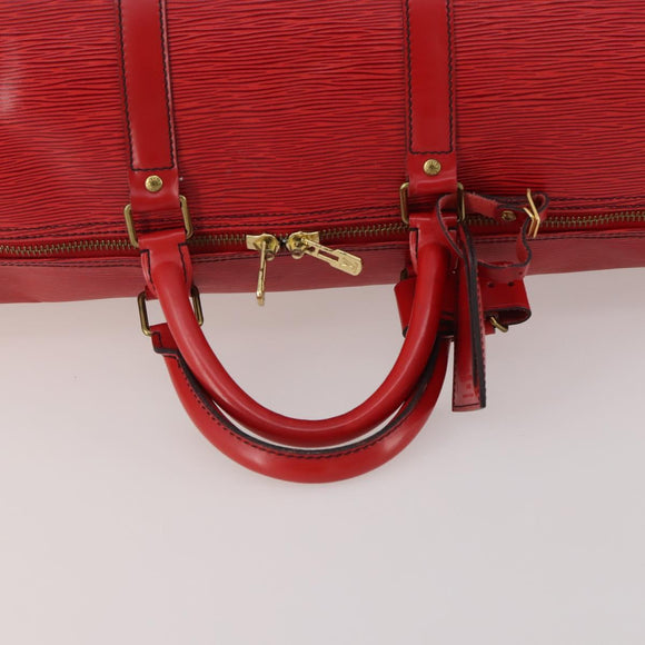 LOUIS VUITTON Epi Keepall 55 Boston Bag Red M42957 LV Auth 186468A