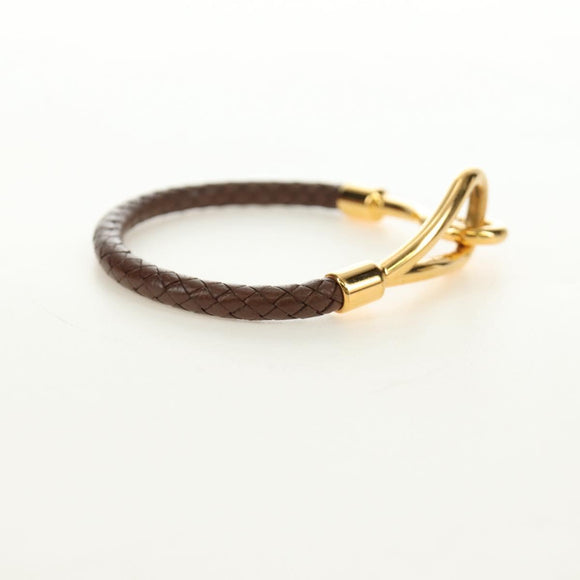 HERMES Jumbo Bracelet Leather Brown Auth 186481V