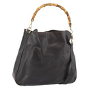 GUCCI Bamboo Shoulder Bag Leather 2way Brown Gold 001 2852 1577 Auth 186540-1