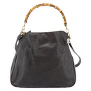 GUCCI Bamboo Shoulder Bag Leather 2way Brown Gold 001 2852 1577 Auth 186540-13
