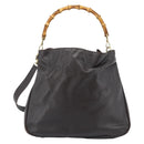 GUCCI Bamboo Shoulder Bag Leather 2way Brown Gold 001 2852 1577 Auth 186540-2
