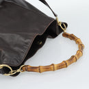 GUCCI Bamboo Shoulder Bag Leather 2way Brown Gold 001 2852 1577 Auth 186540-7