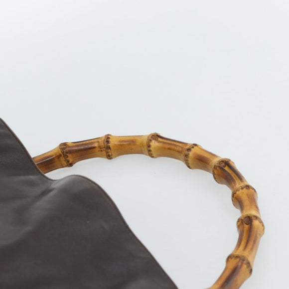 GUCCI Bamboo Shoulder Bag Leather 2way Brown Gold 001 2852 1577 Auth 186540