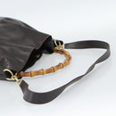 GUCCI Bamboo Shoulder Bag Leather 2way Brown Gold 001 2852 1577 Auth 186540-8