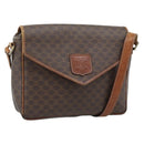 CELINE Macadam Canvas Shoulder Bag PVC Leather Brown Gold Auth 186541-1